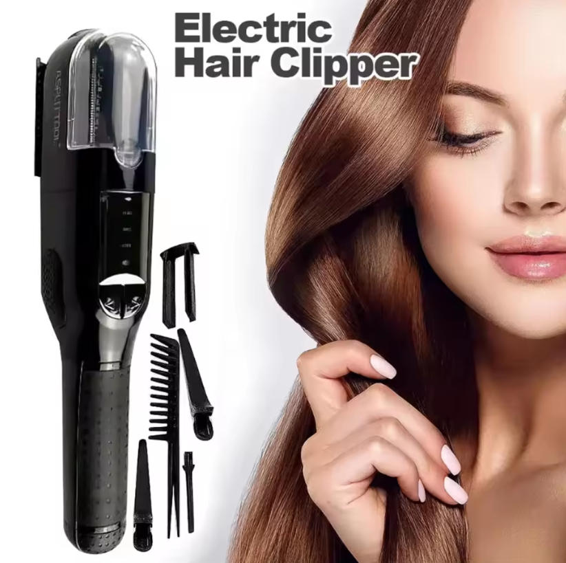 Split End Hair Trimmer for Smooth Healthy Looking Hair with electric hair clipper and styling tools.